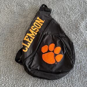 Vintage NCAA Clemson Tigers Black Embroidered Shoulder Backpack 21"x15"